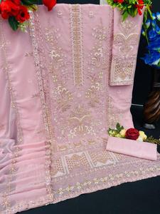 ชุดสูท Georgette Salwar แบบเย็บปักและเรียงตามลำดับ - Product Image 6