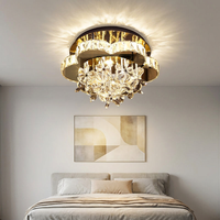 Lustre moderne de luxe en forme de fleur de cristal, LED, contrôle par application, intensité réglable, plafonnier encastré, éclairage domestique pour salon