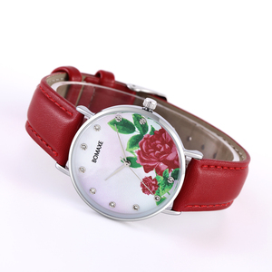 2020 nuovi arrivi eleganti quadranti in pietra diamantata da <span class=keywords><strong>donna</strong></span> <span class=keywords><strong>orologi</strong></span> al quarzo in pelle rossa custodia in lega 20mm larghezza banda semplice stile Designer - Product Image 4