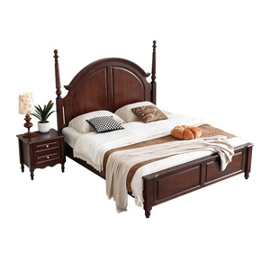 <span class=keywords><strong>Lit</strong></span> <span class=keywords><strong>double</strong></span> en bois de noyer massif de style américain 1,8 m <span class=keywords><strong>Lit</strong></span> de rangement haut rétro noir pour la chambre principale ou les petits appartements - Product Image 5