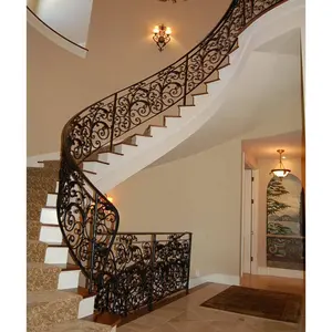 Modern house wrought iron stair railing/galvanized iron handrail