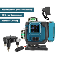 Kit de Nivel Láser Verde Industrial de Gran Capacidad, Alcance de 50m, IP65 Impermeable, Control Remoto Inalámbrico, Carga Rápida Tipo-C