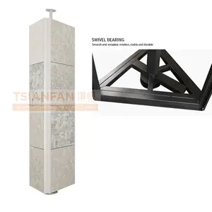 Tsianfan Exhibition For Custom Three Sided Ceramic Quartz Rack Marble Tiles Triangular Case Showing Rotating Stone Display Stand