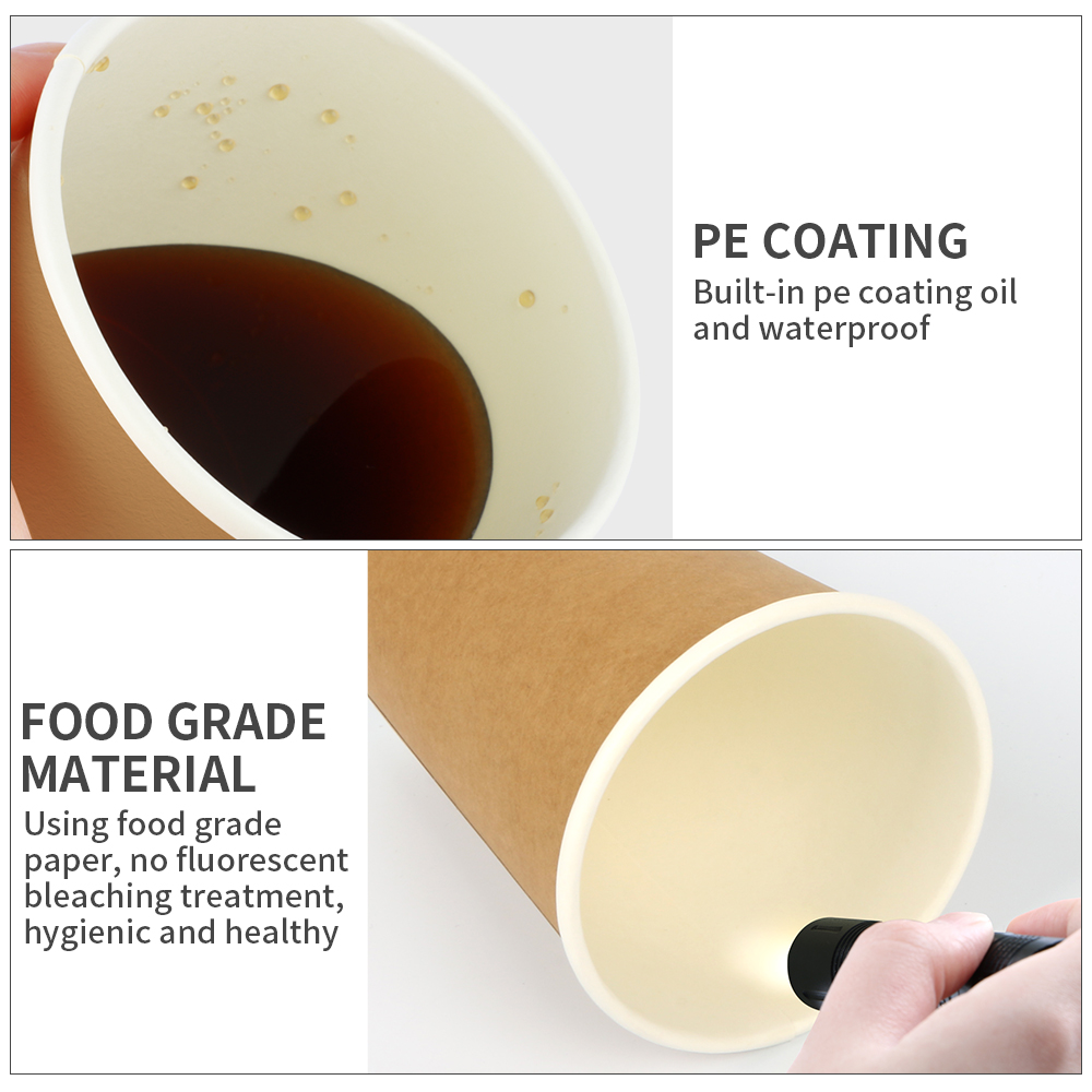Biodegradable custom paper cup PE coated double wall kraft cupPopular