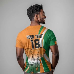 Maillot de l'équipe nationale de football de Côte d'Ivoire - T-shirt de football orange et vert avec motif d'éléphant, personnalisable avec nom et numéro - Product Image 4