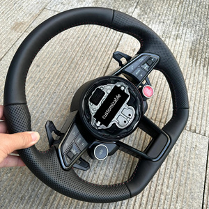 Volant en cuir perforé à fond plat, vente en gros d'usine, pour VW <span class=keywords><strong>Golf</strong></span> 8 MK8 GTI R B6 B7 B8 MK6 MK7 Tayron <span class=keywords><strong>TRoc</strong></span> Passat Polo - Product Image 6
