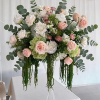 Centerpiece Bunga Bola Elegan 60cm dari Sutra Buatan, Eucalyptus, Hydrangea Putih, dan Dusty Rose untuk Latar Belakang Pernikahan, Grosir Partai Besar