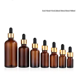 10ml 30ml Fine Oil Bottle With Dropper Amber Brown Glass Essence Oil Bottle Skin Care Travel Small Sample