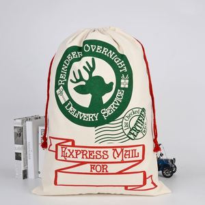 High King Christmas <b>Santa</b> Sack <b>Large</b> Size 100% Cotton Gift Bag with Drawstring Reusable for Xmas Package Storage Factory Price - Product Image 2