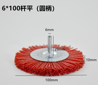 6*100mm kawat abrasif datar pegangan heksagonal pegangan pita nilon dipoles roda pemoles celah ukiran berbentuk T