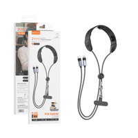 Kabel Pengisi Daya 2 in 1 SOMOSTEL BJ68 dengan Pijat Leher 100W Pengisian Cepat Sinkronisasi Data untuk Ponsel - Hitam Pink Biru