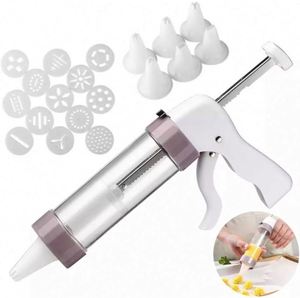 20-Piece Metal Cookie Press Maker Machine Cake Decorating <b>Kit</b> with 13 Discs & 6 Icing Tips for DIY Biscuits - Product Image 1