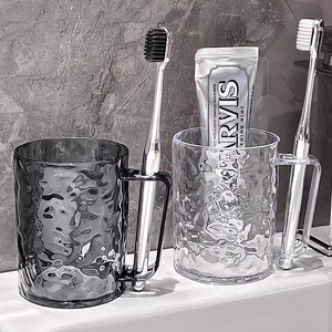 High-value transparent <b>toothbrush</b> cup, luxurious home use, glacier-patterned mouthwash cup, transparent water ripple pattern - Product Image 1