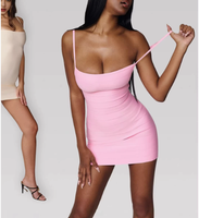 Robe moulante sexy à col carré et dos nu pour femme, sans manches, mini-robe de soirée cocktail en Spandex/Polyester