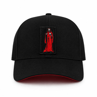 Casquette de baseball en caoutchouc 3D avec patch, étiquette tissée personnalisée, motif squelette Saint, casquette snapback, broderie rose, visière rouge
