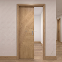 Pintu Geser Interior Veneer Kayu Alami Tersembunyi di Dinding, Finishing Oak Walnut, Panel Kustom, Rel Soft Close