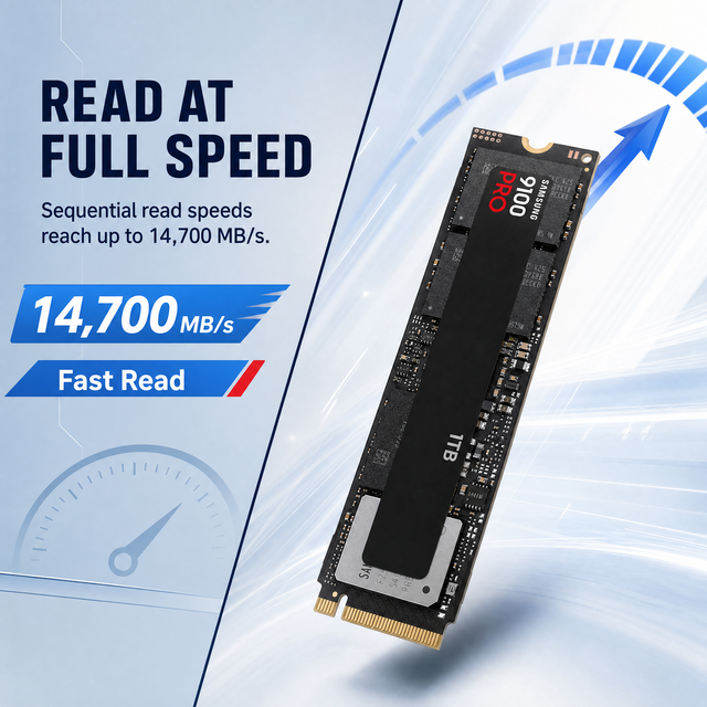 9100 PRO 1TB NVMe SSD PCIe 5.0 X4 M.2 2280 14700MB/s Read 1GB DRAM OEM Factory Supply for PC Assembly Bulk Order Stock