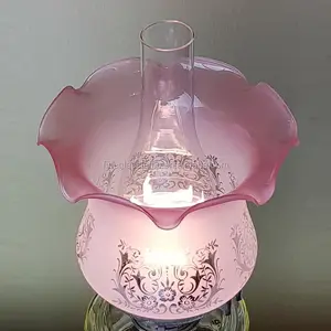 Wholesale Pink Frosted Glass Oil Lamp Shade Replacement