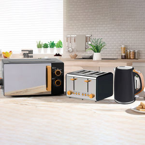 Hot <strong>Sale</strong> Wood Handle <strong>and</strong> Button Microwave Oven&amp; 4 Slicer <strong>Toaster</strong> &amp; Electric <strong>Kettle</strong> Set Unique Breakfast Set - Product Image 1