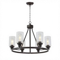 Lustre rond contemporain Shinetime en fer à 6 lumières, luminaire suspendu avec économie d'énergie pour salon