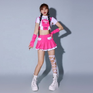 Adults Girl Group <strong>KPOP</strong> Sexy Jazz <strong>Dance</strong> Cheerleading Stage Performance <strong>Clothes</strong> Pink Silk/Cotton Suit Series In-Stock - Product Image 3