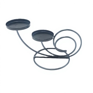 <b>Black</b> Iron Candle <b>Holder</b> <b>Candlesticks</b> Desktop Candle <b>Holder</b> for Home Living Room & Dining Room Decor - Product Image 1