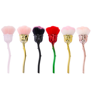 Brosse à ongles longue poignée en fibres douces, grande taille, rose, noir, rouge, or, rose doré, pour éliminer la poussière, pour manucure, salon, nettoyage des ongles, brosse pour nail art - Product Image 2