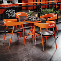 Combinaison Table-Chaise Industrielle Personnalisable en Cuir PU pour Usage Commercial : Salle de Sport, Studio de Danse, Zone de Repos, Café Créatif, Laiterie
