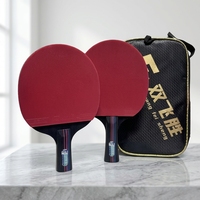 Raquette de tennis de table professionnelle SFSBAT5 - Poignée horizontale droite, 7 plis, bois plein + fibre de carbone, pointe lourde, raquette légère