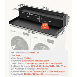 2 cassetti portabiancheria in legno con 2 ganci copriscarpe antiscivolo per lavasciuga - Product Image 3