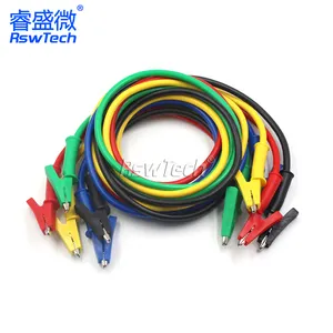 Double-ended alligator clamp wire Silicone wire withstand voltage 1500 current 10A length 1 m green (1 piece) Alligator Clips