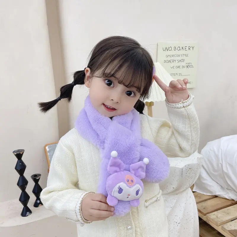 Santhick ed kalın karikatür bebek boyun çocuk peluş eşarp Kuromi melodi Cinnamoroll Pochacco çocuk bebek eşarp sıcak boyun kapak