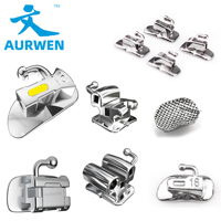 AURWEN Supports orthodontiques auto-ligaturants en acier inoxydable plaqué or 24 carats