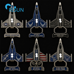Décapsuleur personnalisé en forme de pièce de monnaie commémorative pour veteran de l'aviation (USN, USMC, USAF) - Product Image 3