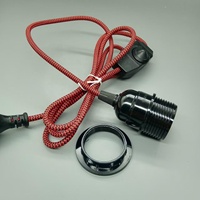 Juego de Cable Trenzado para Lámpara con Enchufe AU, Portalámparas E27 con Interruptor Regulador de Intensidad y Anillo de Fijación para Lámpara Colgante Vintage