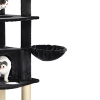 Arbre à chat en bois noir, tour d'escalade multi-niveaux, meubles pour chat d'intérieur, poteaux à gratter en sisal