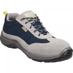 DELTA PLUS-Zapatos bajos de malla y cuero dividido gris-azul de gamuza-S1P SRC ZAPATOS DE SEGURIDAD Y ENTRENADORES DE SEGURIDAD - Product Image 1