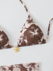 Traje de Baño Bikini de 2 Piezas con Estampado Floral, Moderno y Sexy para Mujer, Transpirable, de Secado Rápido, Poliéster Elástico, Varios Colores - Product Image 3