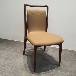 Elegant Scandinavian Solid Wood <b>Dining</b> <b>Chair</b> Top Grain Leather <b>Cushion</b> Contemporary Furniture for Home Kitchen Restaurant PISANO - Product Image 4