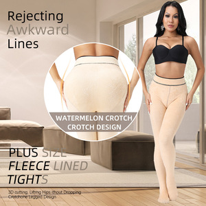 Leggings chauds pour femmes, sexy, noirs, transparents, doublés de polaire thermique, taille haute, amincissants, longueur cheville, pour tenue d'hiver tendance - Product Image 4