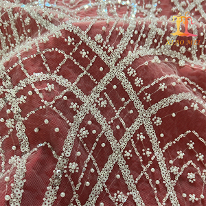 Di alta qualità 100% poliestere fantasia ricamato bianco lusso da sposa Tulle tessuto in pizzo XM-BF1123 - Product Image 2