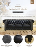 Ensemble de canapés Chesterfield américains de luxe, vintage, marron, capitonné, écologique, revêtement en PU, cuir véritable, salon