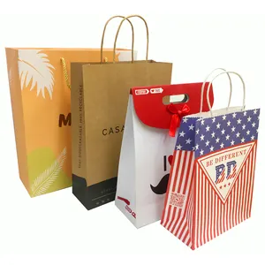 Рождественская подарочная упаковка, розовая сумка для обуви, одежды, Портативная сумка для покупок из крафт-бумаги с ручкой, переработанная пользовательская печать логотипа