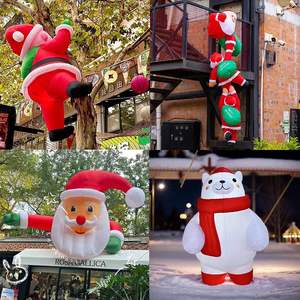 نموذج سانتا كلوز قابل للنفخ كبير الحجم أحمر اللون مقاوم للماء ومتين لتزيين مراكز التسوق في موسم عيد الميلاد - Product Image 5