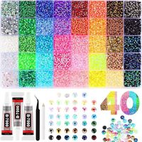 Kit de strass en résine pour ongles, grande capacité, 24, 28, 40, 48, 60 couleurs mélangées, cristaux à dos plat non thermocollants, DIY 3D Nail Art