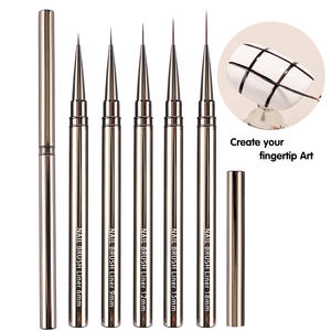 Хит продаж, профессиональные кисти для ногтей, тонкая подкладка, акриловая металлическая ручка, 6/9/12/15/18 мм, длинная полосатая кисть - Product Image 1