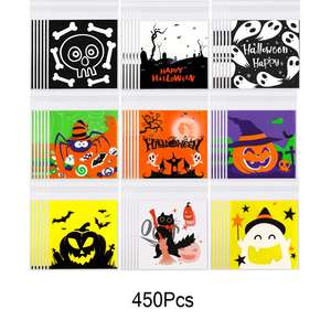 กระเป๋าปาร์ตี้ฮาโลวีน450ชิ้นปิดผนึกด้วยตนเองกระดาษแก้วใสเคล็ดลับการรักษาแมวดำหัวกระโหลกฟักทอง - Product Image 3