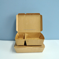 Boîtes de conteneur en papier kraft biodégradables pour emballage de fast-food à emporter de poulet frit avec compartiment et fenêtre