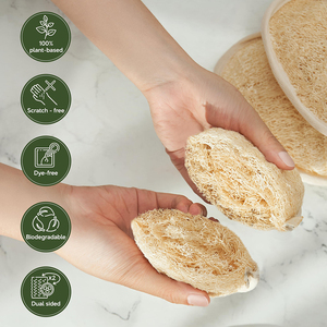 Confezione biodegradabile 100% Set spugna da bagno luffa a bagliore <span class=keywords><strong>verde</strong></span> a base vegetale per lavorazione artigianale - Product Image 4