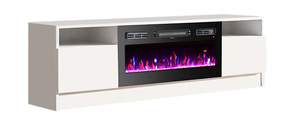 Meuble TV autoportant en bois blanc et noir 63'' avec télécommande, foyer <span class=keywords><strong>électrique</strong></span> à LED pour la maison - Product Image 4